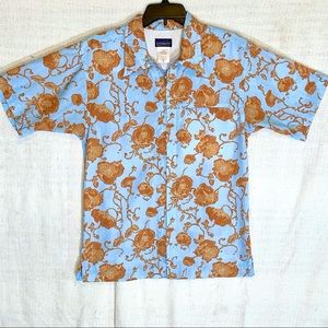 Vintage Retro Patagonia Organic Cotton  Full Zip Short Sleeve Shirt Size Small